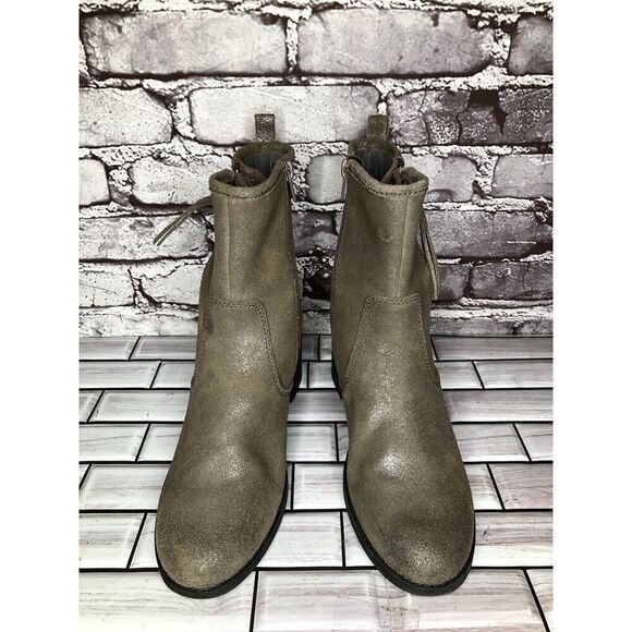 Clarks Metallic Leather Taupe Nevella Devon Zip Ankle Boots Women 7.5M US/38EU - Picture 11 of 16